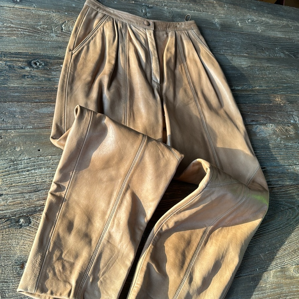 Vintahe Sema camelleather pleated pants EVC size 28 - Picture 11 of 13